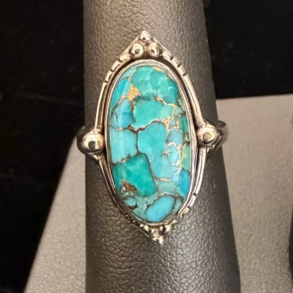 Blue Mohave Turquoise Sterling Silver Ring Size 8